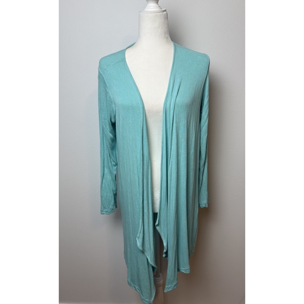 J Jill Whatever Collection Women's Cardigan Size M Flowy Aqua Oversized Spring